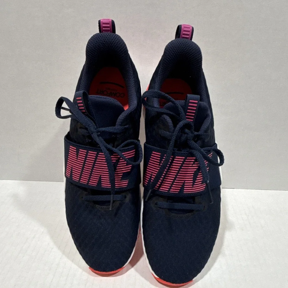 Nike Woman's Low Top Lace Up Athletic Sneakers Navy/Pink/White/Red DC1869-400